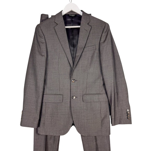 Jos A Bank Suit Mens 36 Regular Gray Wool Slim Fit 2 Piece Jacket Pants 30x30